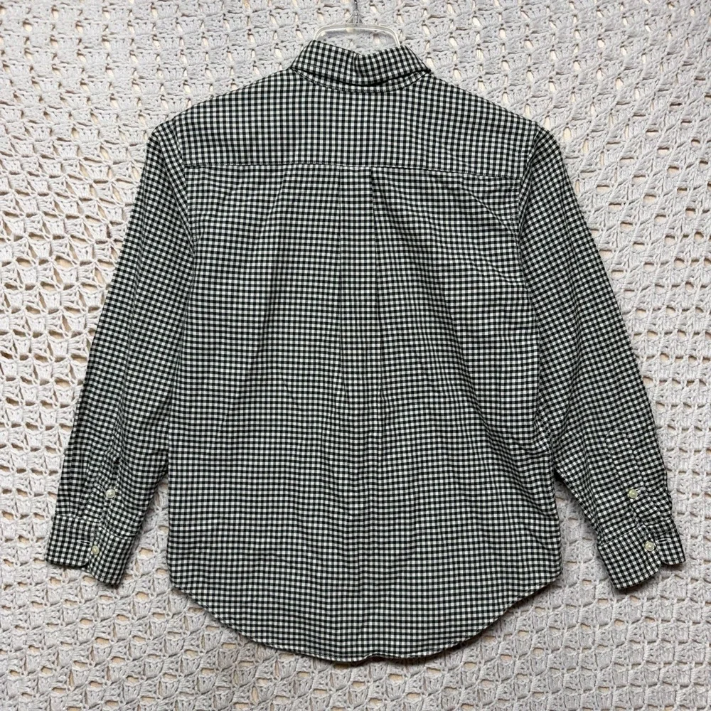 Ralph Lauren Boys Youth Shirt Sz L Olive Green Check Button-Down Long Slv Collar